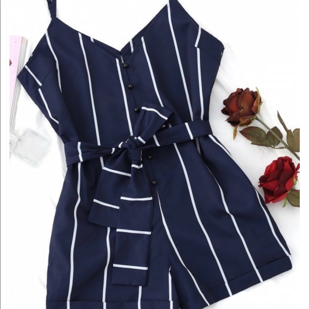 Zaful romper jumper NWT navy strip super cute